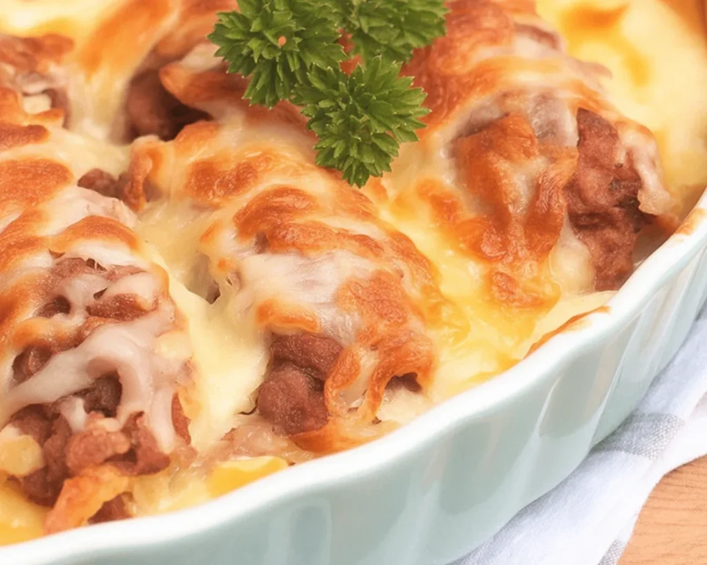 Escalope savoyarde avec jambon et reblochon, un plat traditionnel savoyard.