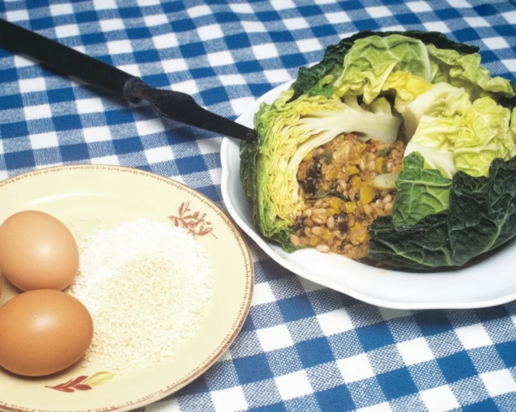 Recette du Lou Fassum, un chou farci traditionnel de Grasse, préparé avec des ingrédients frais.