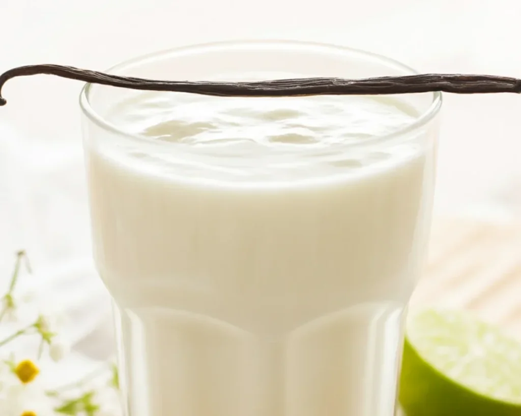Recette de milk shake à la vanille avec lait et glace mélangés à la perfection.