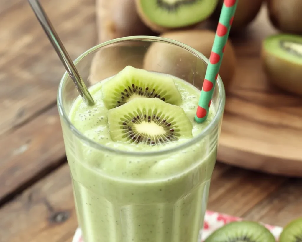 Smoothie maison à la banane et kiwi, recette simple et rafraîchissante.