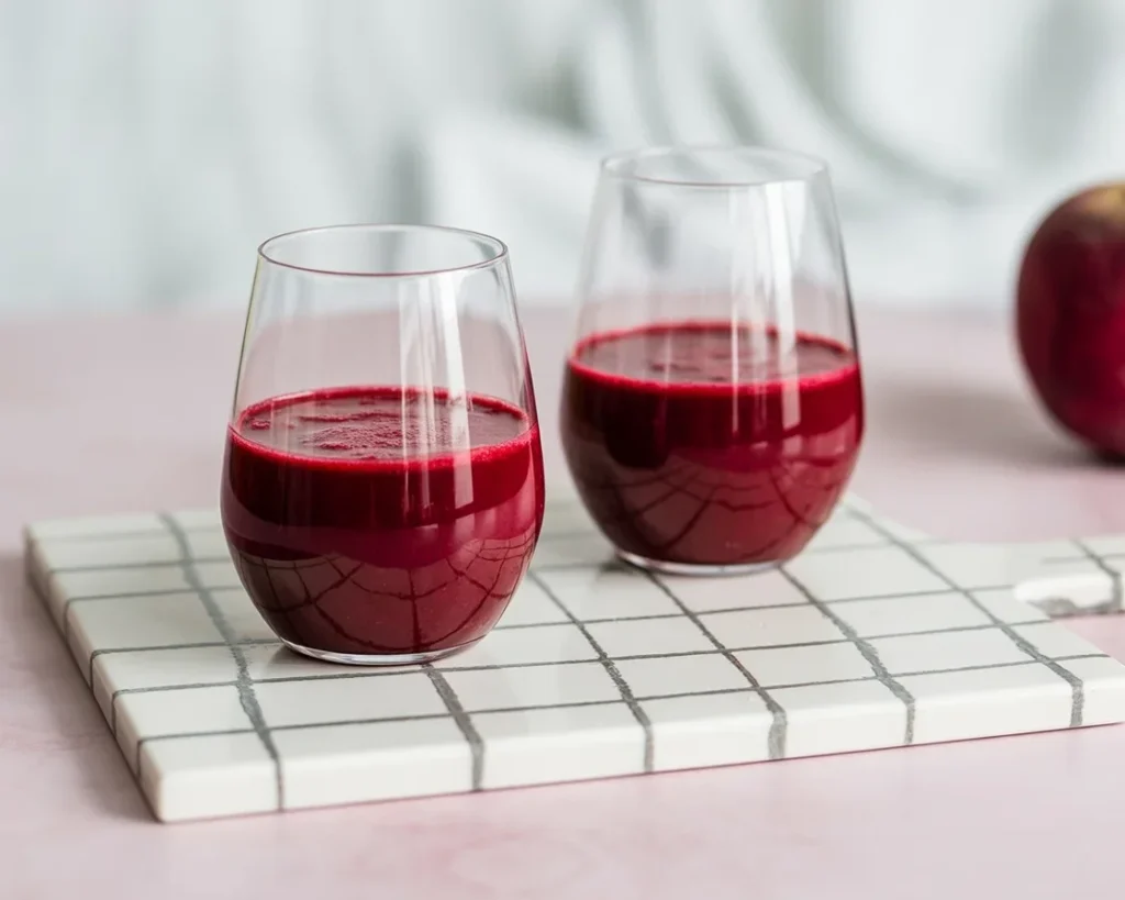 Smoothie de betterave, pomme et gingembre aux ingrédients frais et naturels
