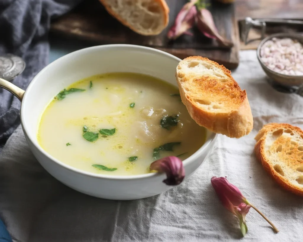 Recette traditionnelle de soupe aïgo saou provençal à base de poisson et d'ail.