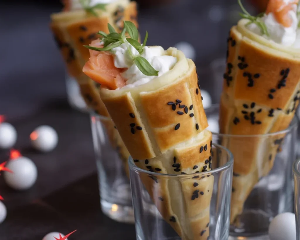 Recette de cornet saumon fromage frais garni de ciboulette et de citron.